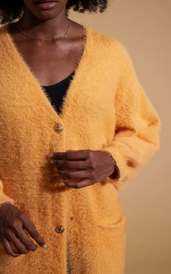 Taylor Longline Cardigan In Apricot