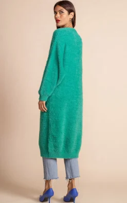 Taylor Longline Cardigan In Vivid Green
