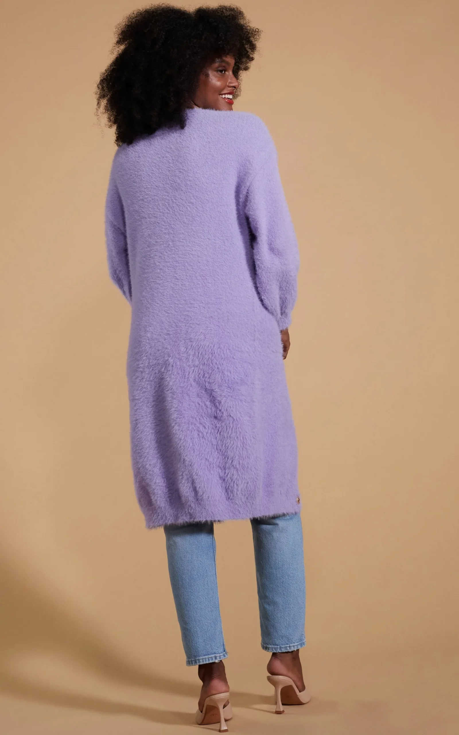 Taylor Longline Cardigan In Pastel Purple