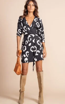 Valley Mini Dress In Oversized Mono Leopard