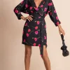 Valley Mini Dress In Poppies On Black