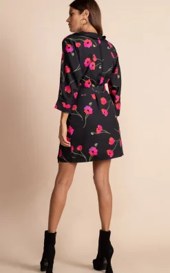 Valley Mini Dress In Poppies On Black