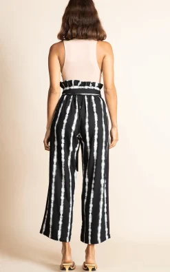 Winnie Trouser In Tie Dye Black And White Stripe