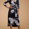 Yondal Dress In Black & White Peony