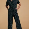 Zeta Jumpsuit In Abstract Green On Black