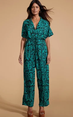 Zeta Jumpsuit In Green Snake