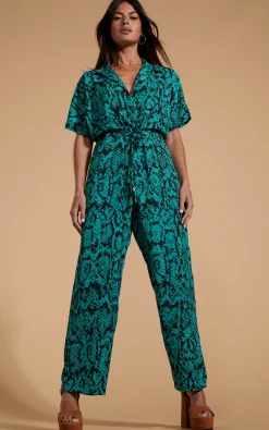 Zeta Jumpsuit In Green Snake
