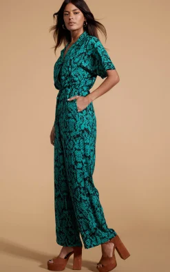 Zeta Jumpsuit In Green Snake