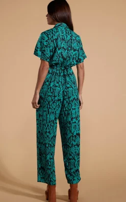 Zeta Jumpsuit In Green Snake