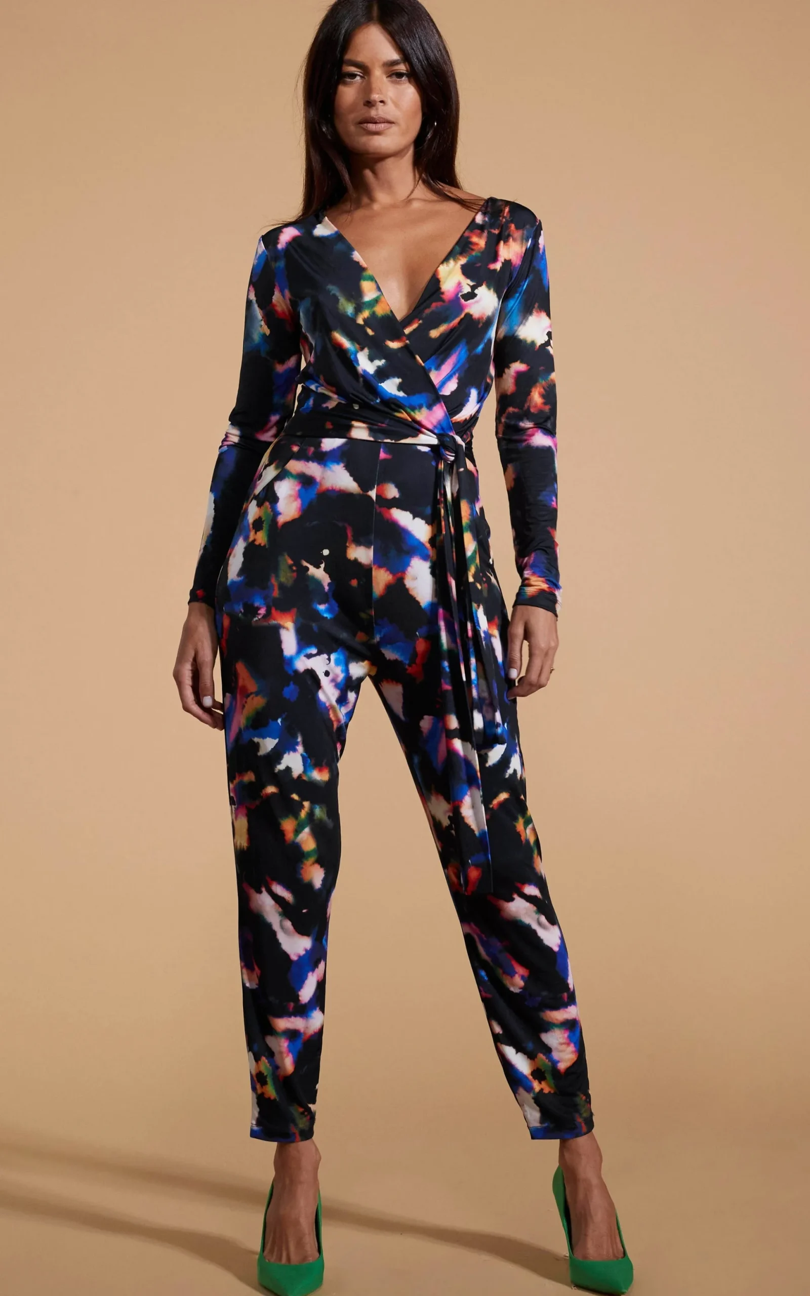 Zion Slinky Jumpsuit In Multi Inky Leopard