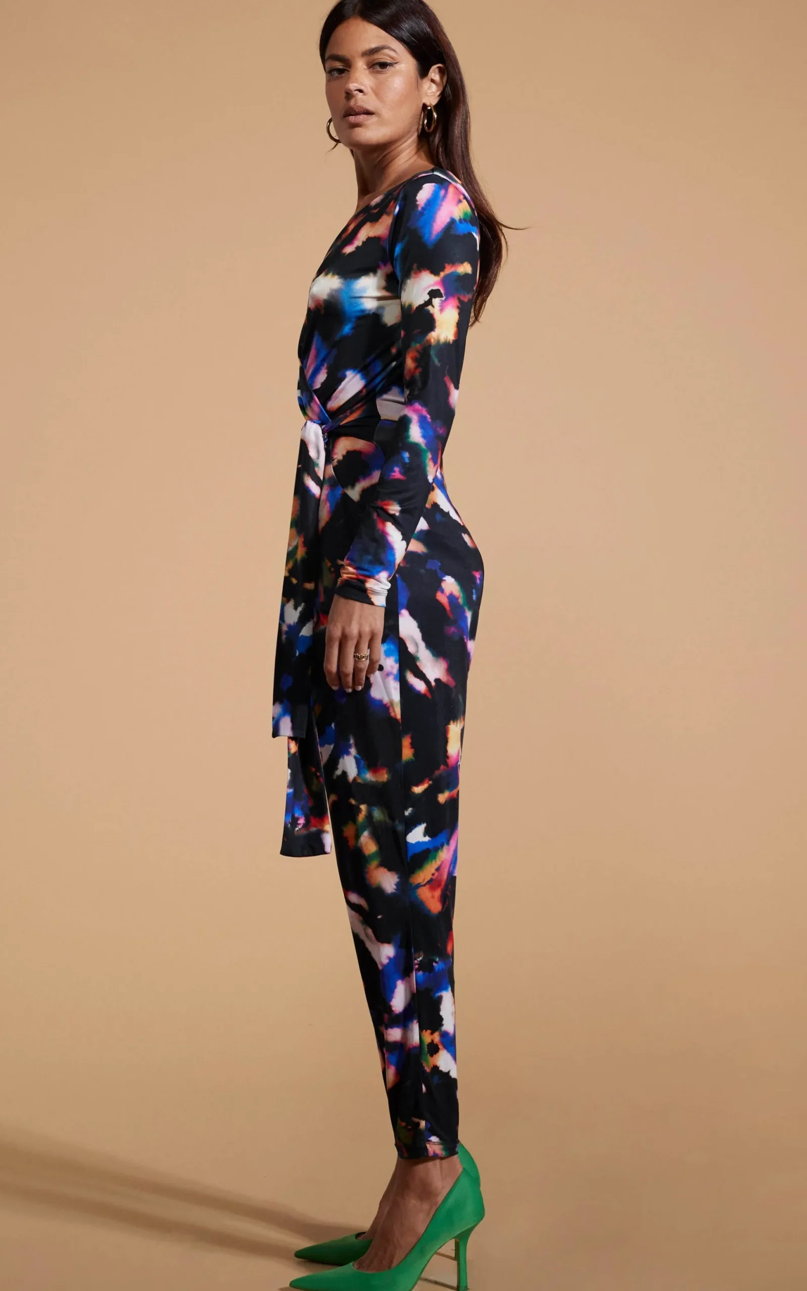Zion Slinky Jumpsuit In Multi Inky Leopard
