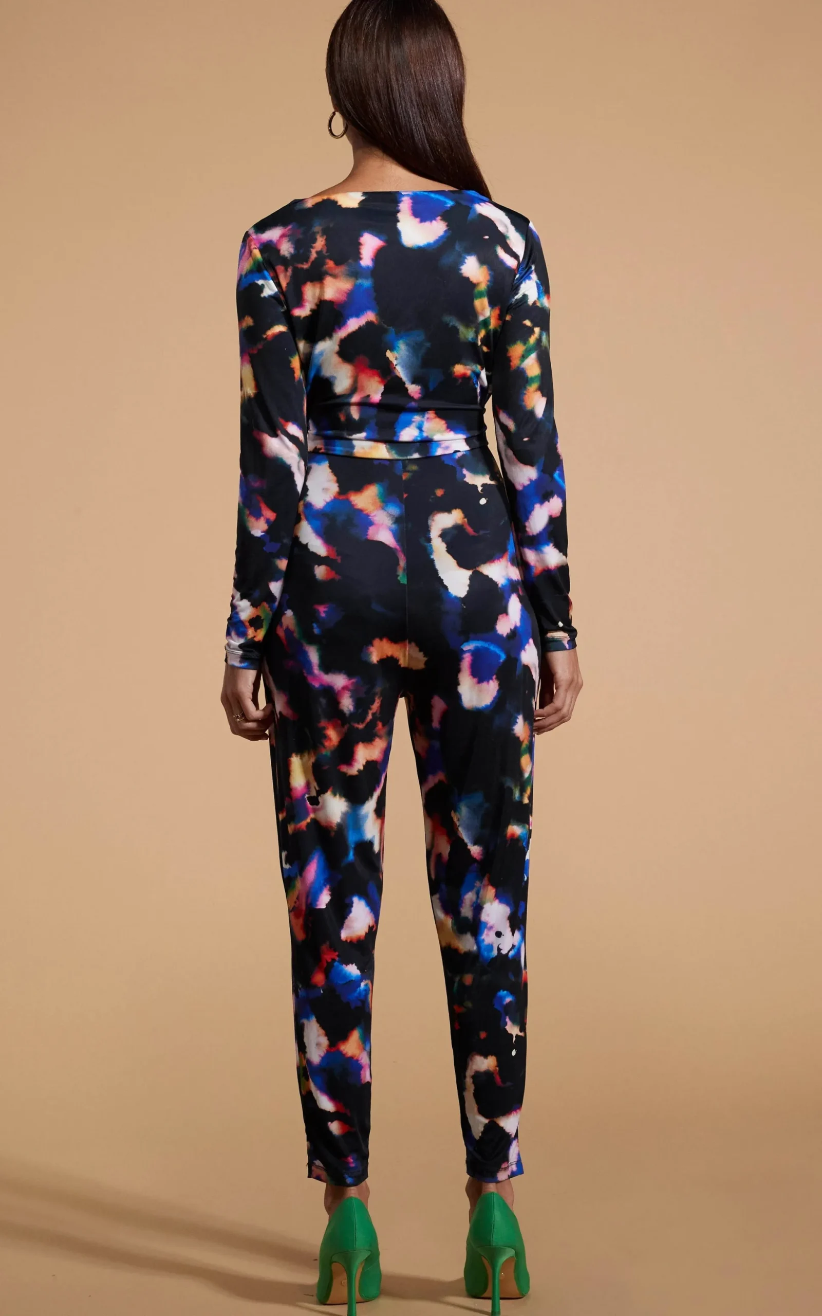 Zion Slinky Jumpsuit In Multi Inky Leopard