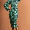 Zoe Midi Dress In Green Inky Leopard